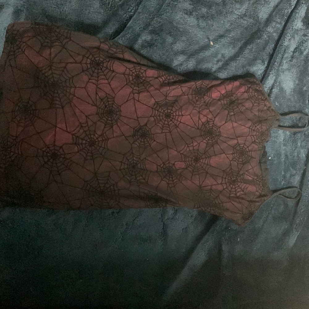 Spiderweb dress with pink on the inside